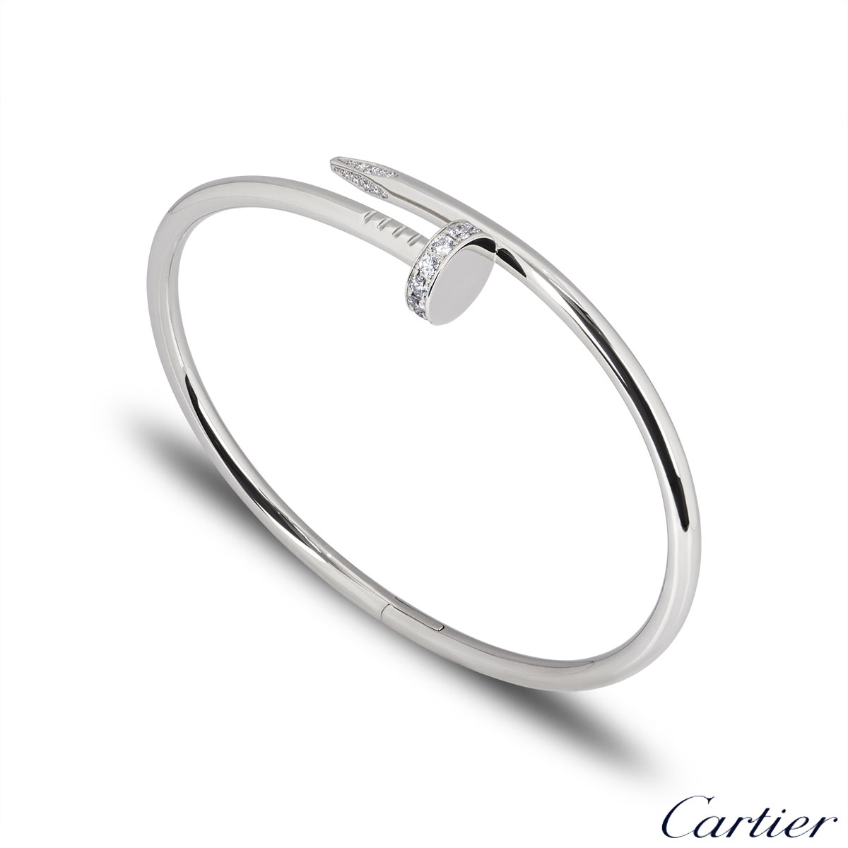 Cartier White Gold Diamond Juste Un Clou Bracelet Size 16 B6048716 ...